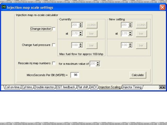 Injection map scale settings