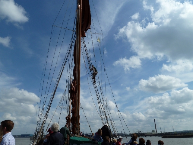 Up a rope ladder!